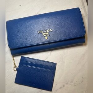 Prada Royal Blue Saffiano Leather Clutch Wallet